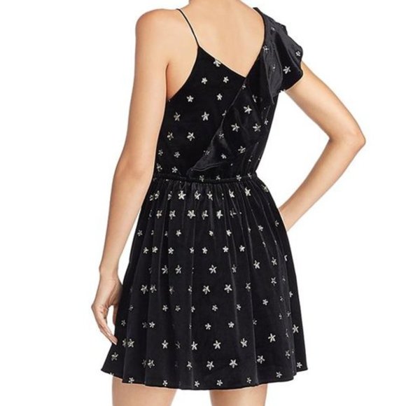 NWT AQUA | Black Star Ruffle-Accent Asymmetrical Dress - small - Picture 2 of 4